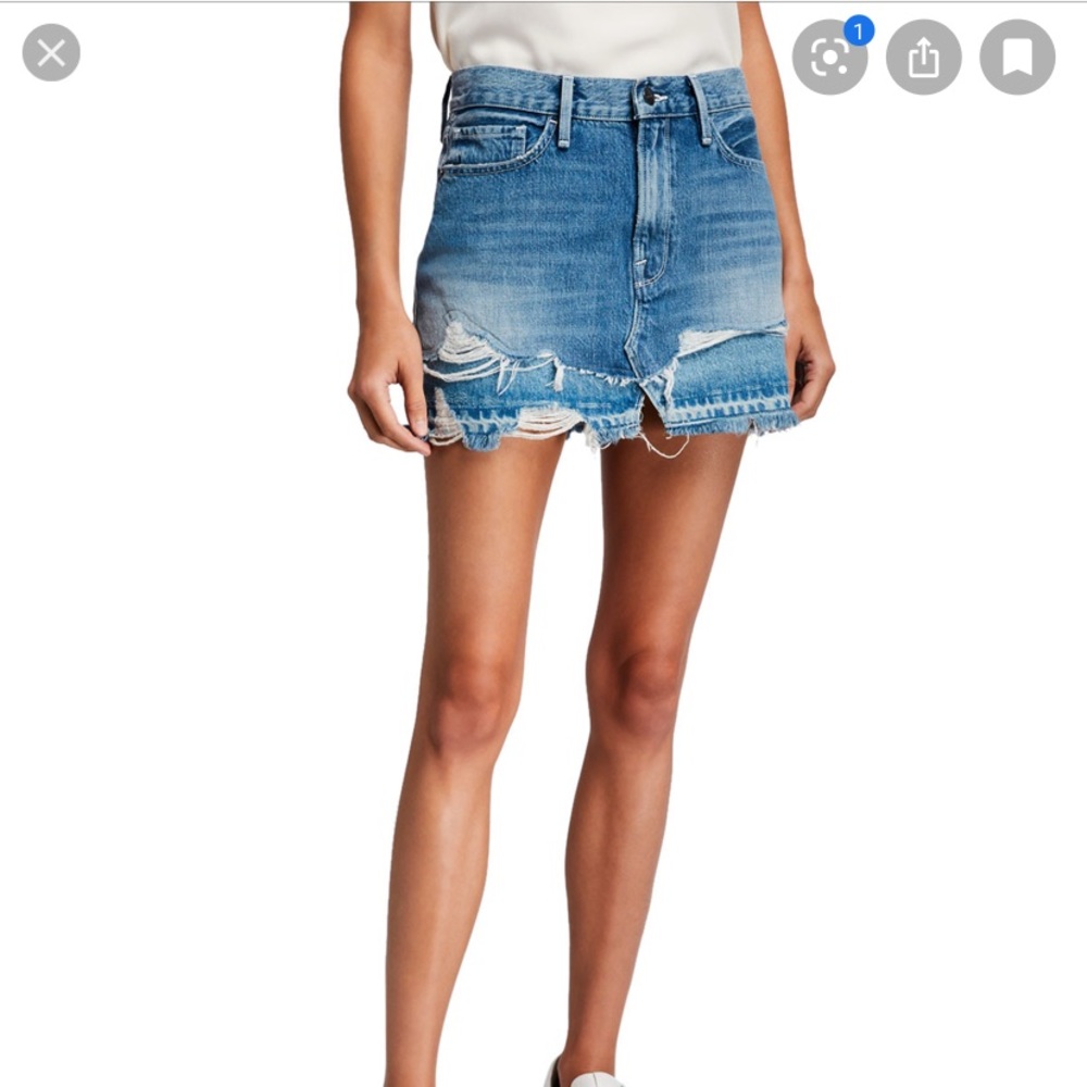 Frame Le Mini Skirt Front Split Release Hem - Picture 2 of 15
